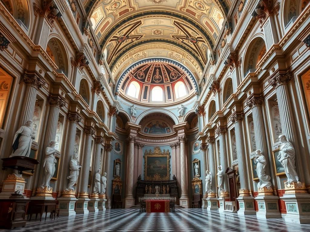 Interior of the Church of the Frari showcasing its architecture and art