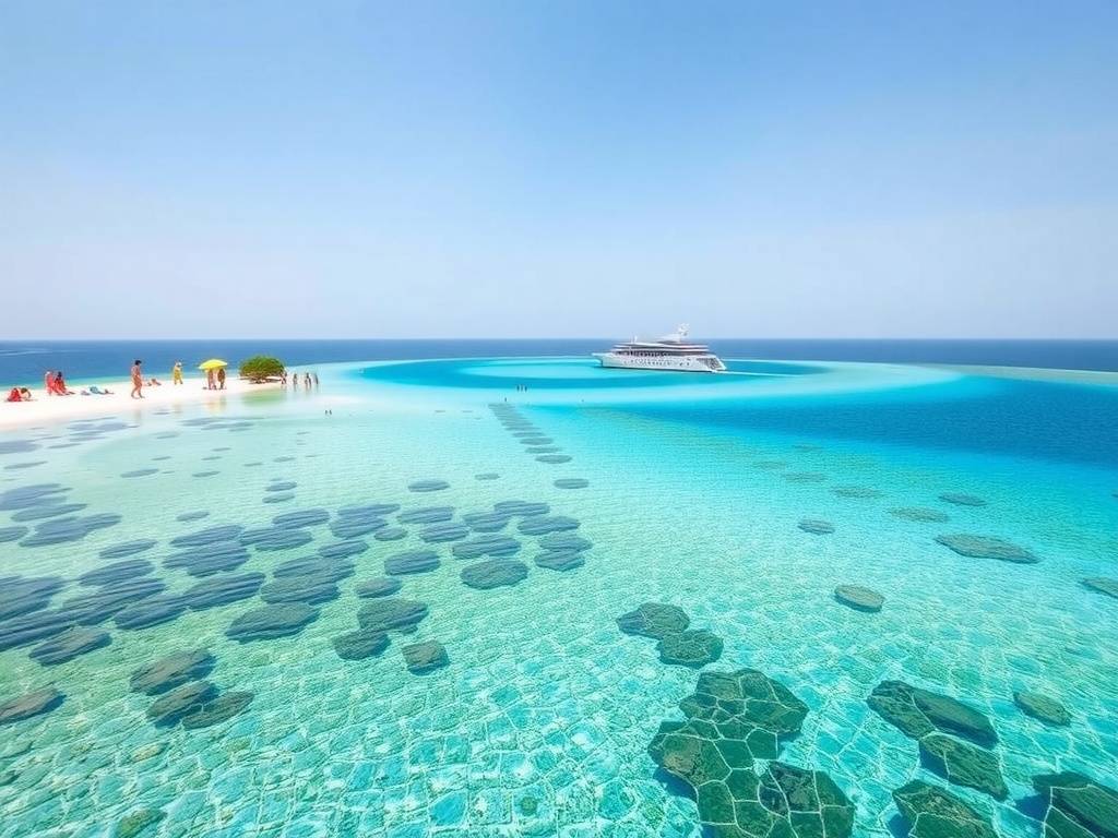 A beautiful view of Blue Lagoon Island in the Bahamas