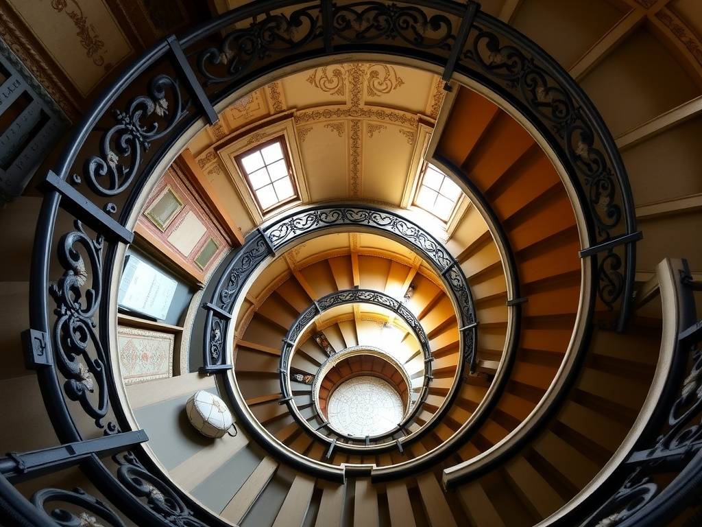 A spiral staircase inside Palazzo Contarini del Bovolo