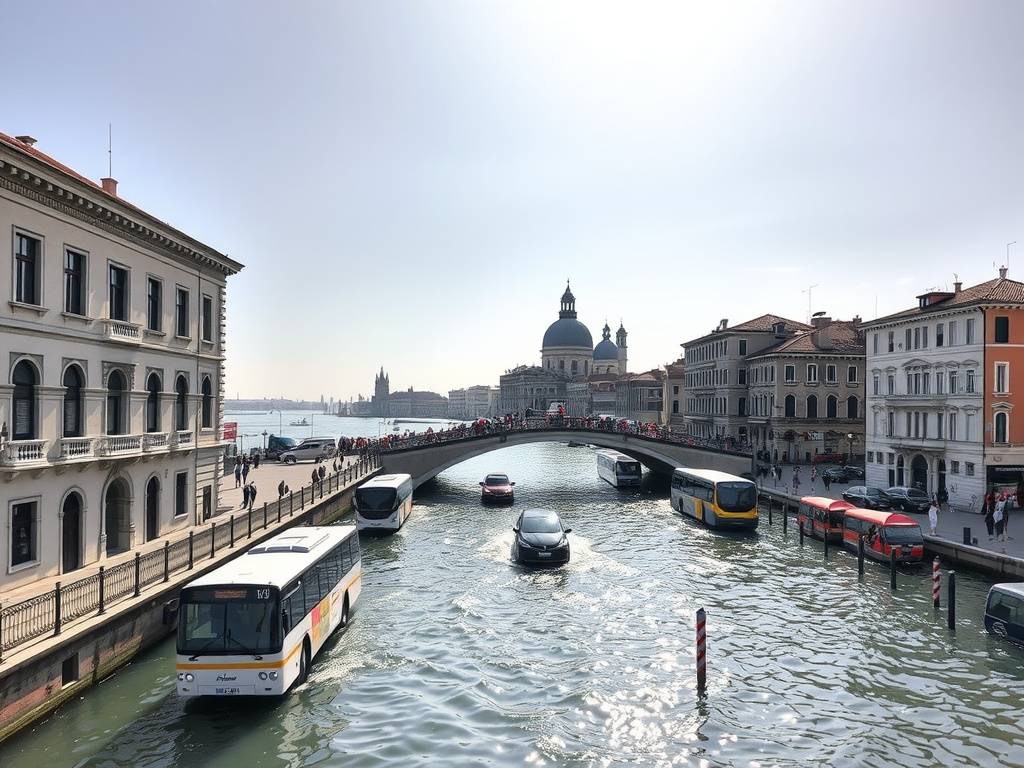 Une vue du Ponte della Libertà reliant Venise au continent