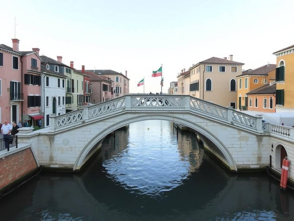 Ponte San Toma, un pont de Venise entouré de bâtiments colorés.